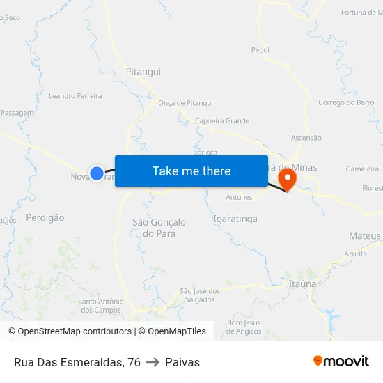 Rua Das Esmeraldas, 76 to Paivas map