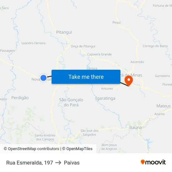 Rua Esmeralda, 197 to Paivas map