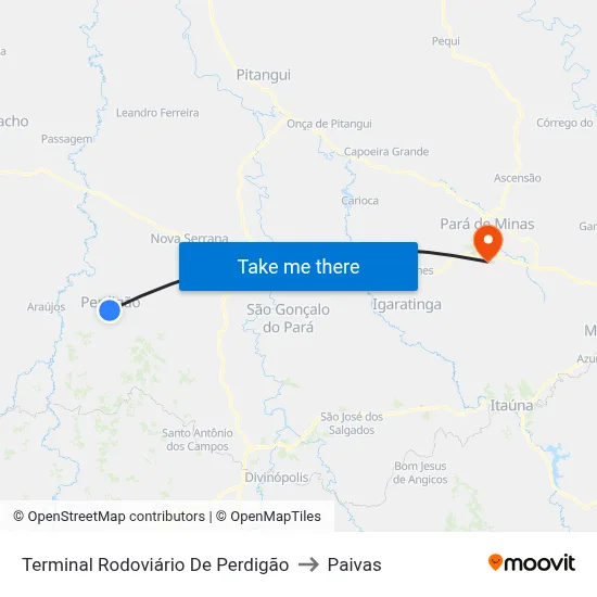 Terminal Rodoviário De Perdigão to Paivas map