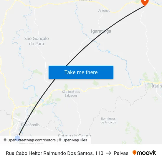 Rua Cabo Heitor Raimundo Dos Santos, 110 to Paivas map