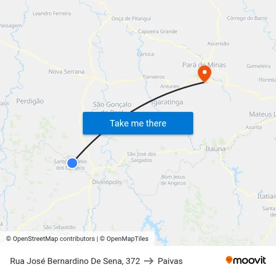 Rua José Bernardino De Sena, 372 to Paivas map