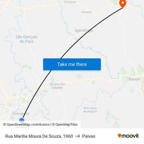 Rua Marília Moura De Souza, 1960 to Paivas map