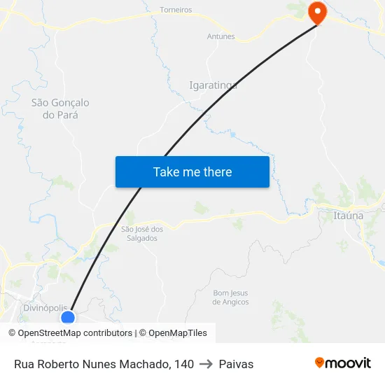 Rua Roberto Nunes Machado, 140 to Paivas map