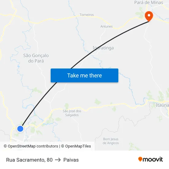 Rua Sacramento, 80 to Paivas map