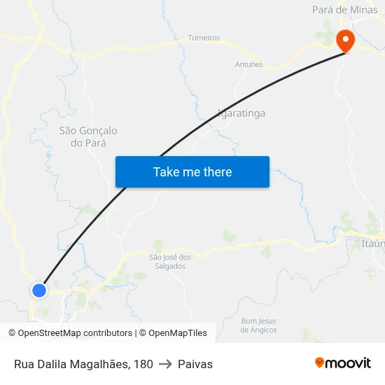 Rua Dalila Magalhães, 180 to Paivas map