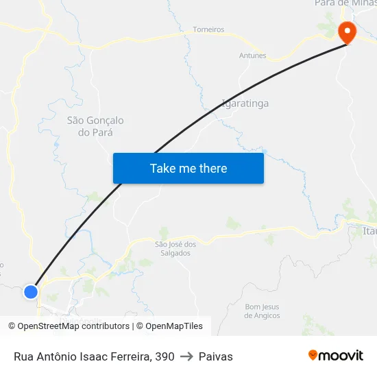 Rua Antônio Isaac Ferreira, 390 to Paivas map