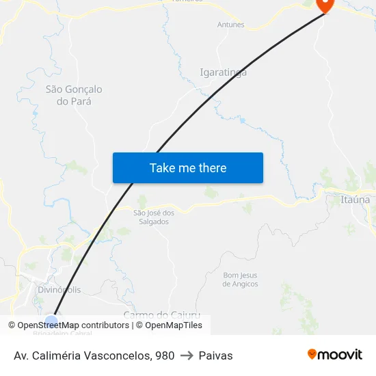 Av. Caliméria Vasconcelos, 980 to Paivas map