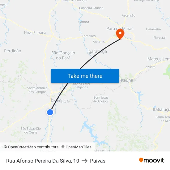 Rua Afonso Pereira Da Silva, 10 to Paivas map