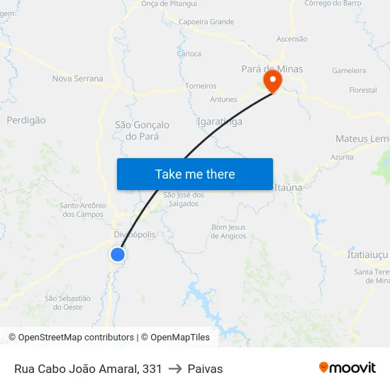 Rua Cabo João Amaral, 331 to Paivas map