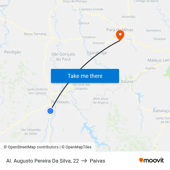 Al. Augusto Pereira Da Silva, 22 to Paivas map