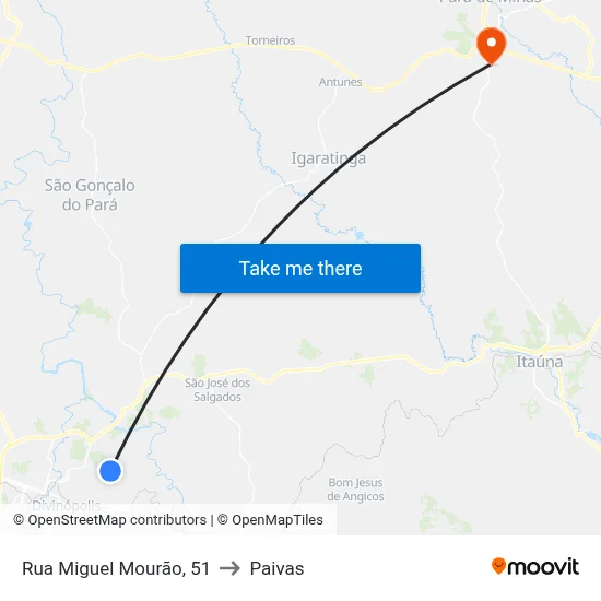 Rua Miguel Mourão, 51 to Paivas map