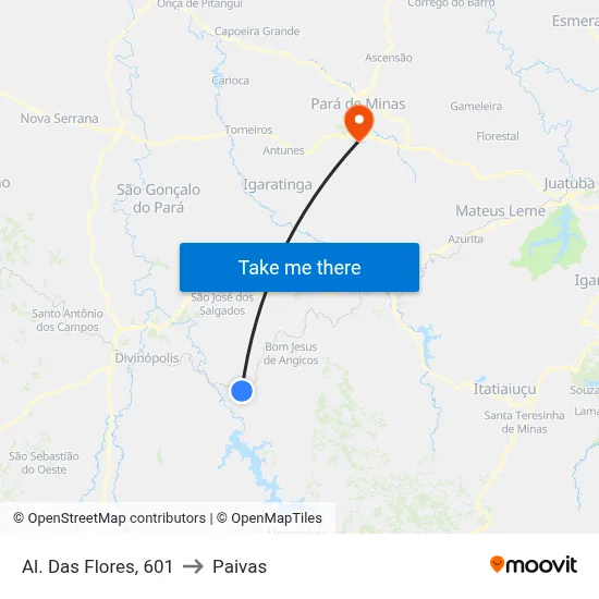 Al. Das Flores, 601 to Paivas map