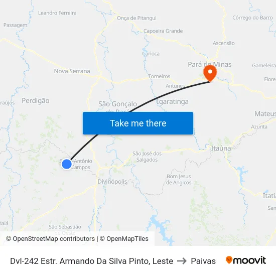 Dvl-242 Estr. Armando Da Silva Pinto, Leste to Paivas map