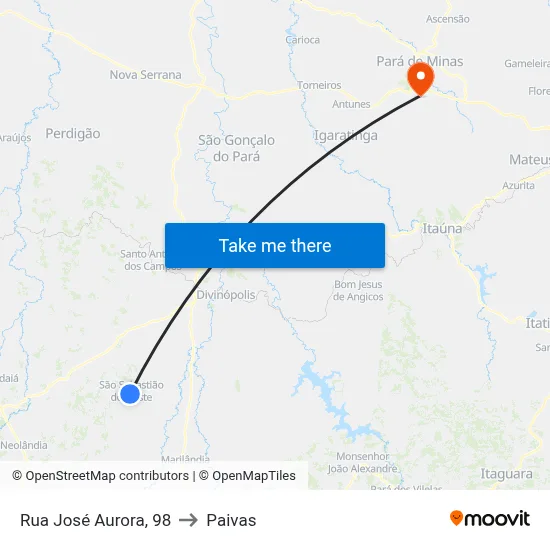 Rua José Aurora, 98 to Paivas map