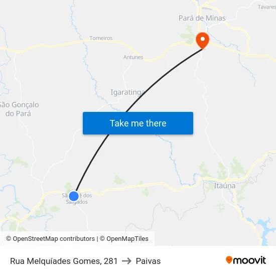 Rua Melquíades Gomes, 281 to Paivas map