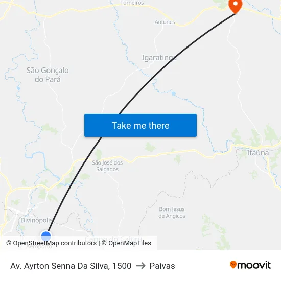 Av. Ayrton Senna Da Silva, 1500 to Paivas map