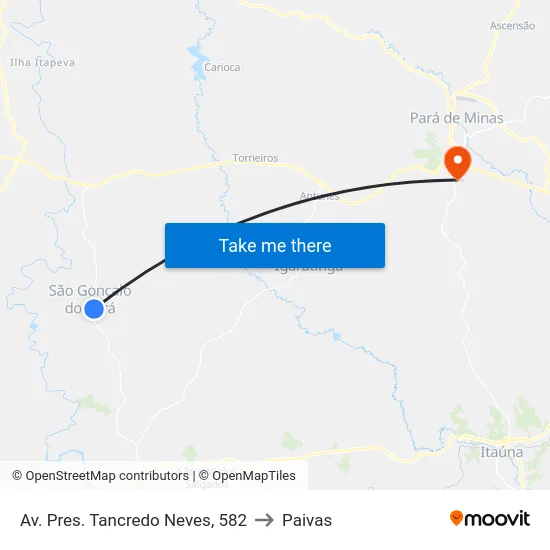 Av. Pres. Tancredo Neves, 582 to Paivas map