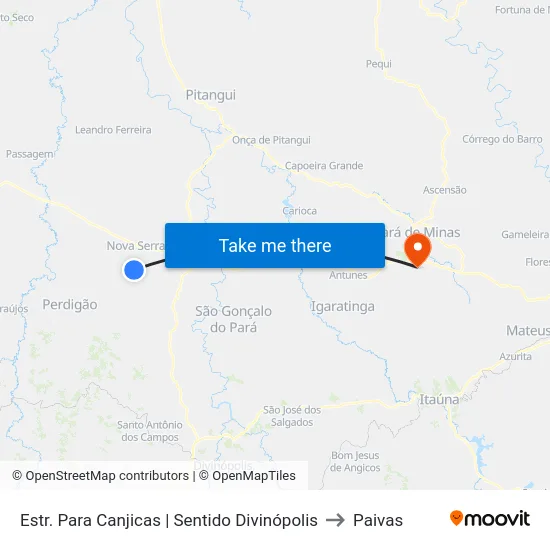 Estr. Para Canjicas | Sentido Divinópolis to Paivas map