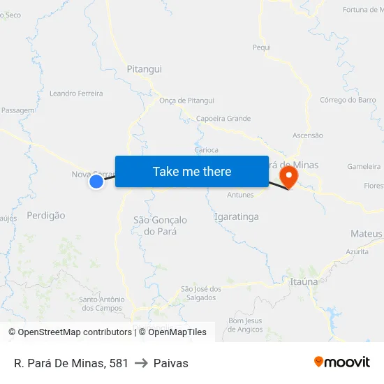 R. Pará De Minas, 581 to Paivas map