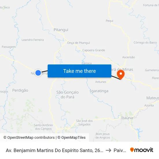 Av. Benjamim Martins Do Espírito Santo, 2600 to Paivas map