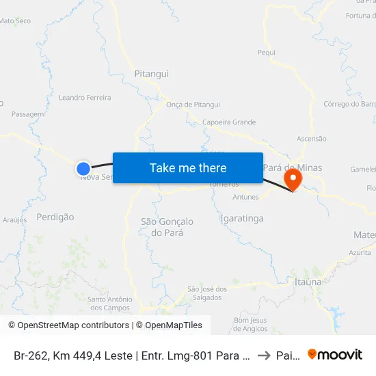 Br-262, Km 449,4 Leste | Entr. Lmg-801 Para Leandro Ferreira to Paivas map