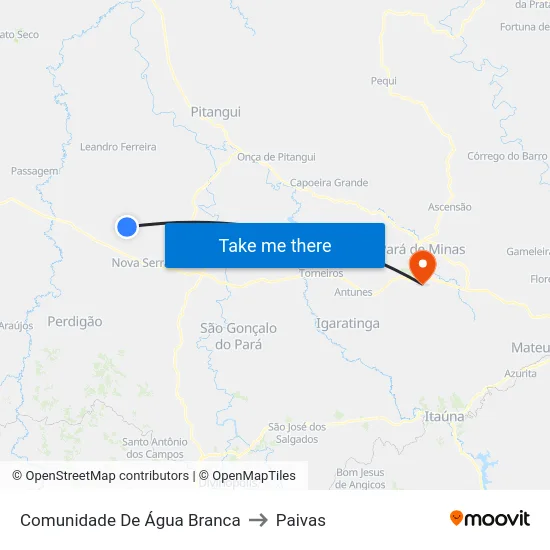 Comunidade De Água Branca to Paivas map