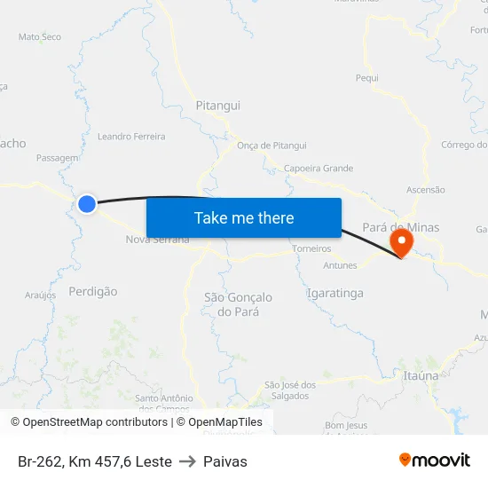 Br-262, Km 457,6 Leste to Paivas map