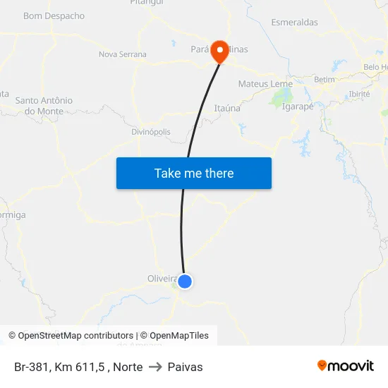 Br-381, Km 611,5 , Norte to Paivas map