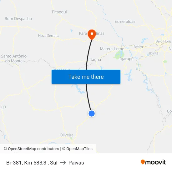 Br-381, Km 583,3 , Sul to Paivas map