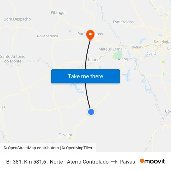 Br-381, Km 581,6 , Norte | Aterro Controlado to Paivas map