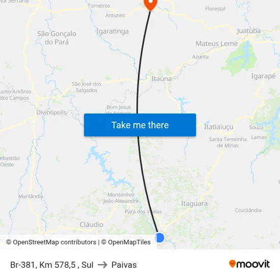 Br-381, Km 578,5 , Sul to Paivas map