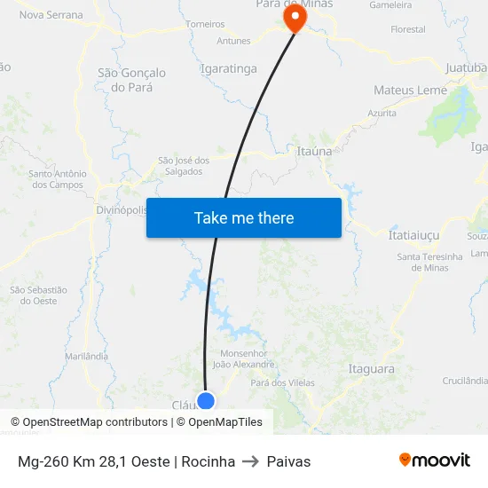 Mg-260 Km 28,1 Oeste | Rocinha to Paivas map