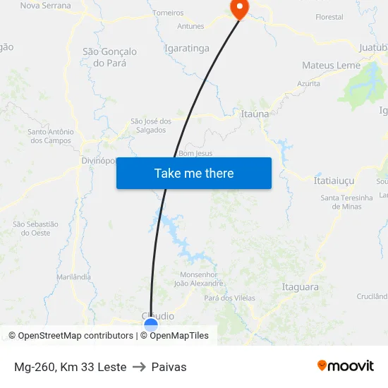 Mg-260, Km 33 Leste to Paivas map