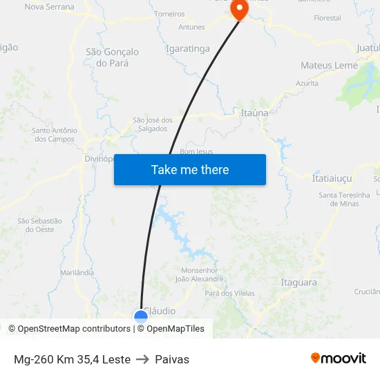 Mg-260 Km 35,4 Leste to Paivas map