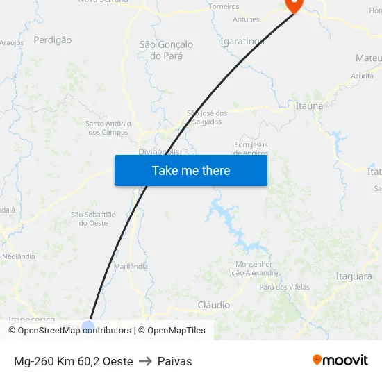 Mg-260 Km 60,2 Oeste to Paivas map