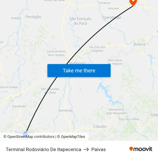 Terminal Rodoviário De Itapecerica to Paivas map