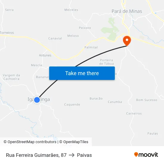 Rua Ferreira Guimarães, 87 to Paivas map