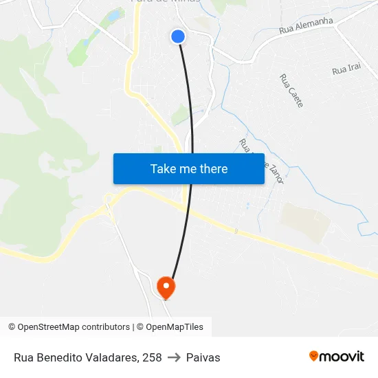 Rua Benedito Valadares, 258 to Paivas map