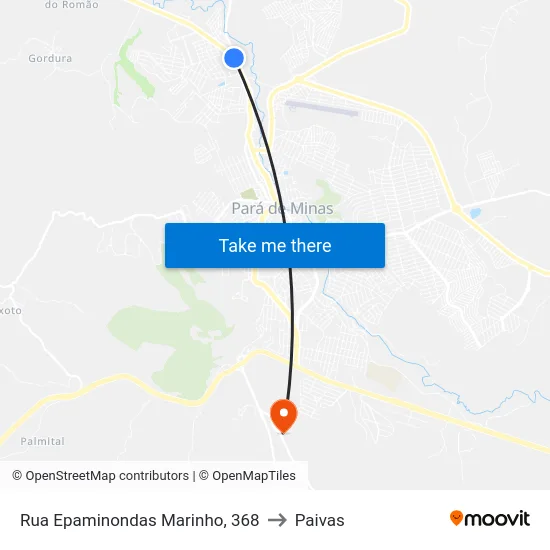 Rua Epaminondas Marinho, 368 to Paivas map