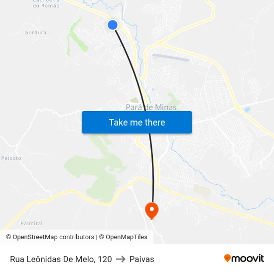 Rua Leônidas De Melo, 120 to Paivas map