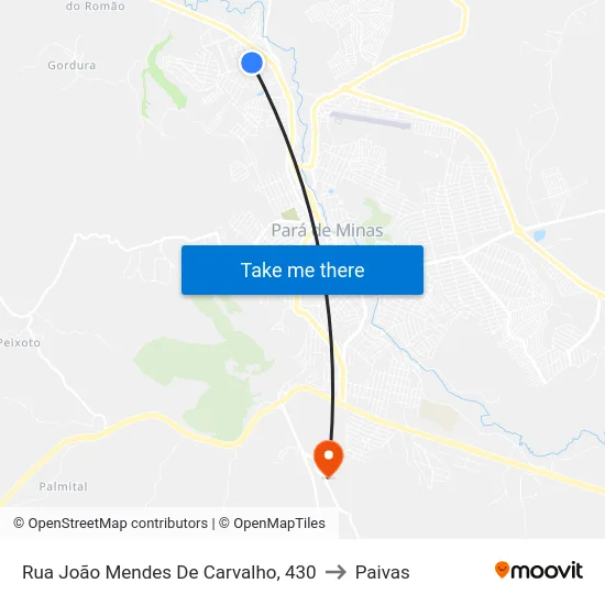 Rua João Mendes De Carvalho, 430 to Paivas map