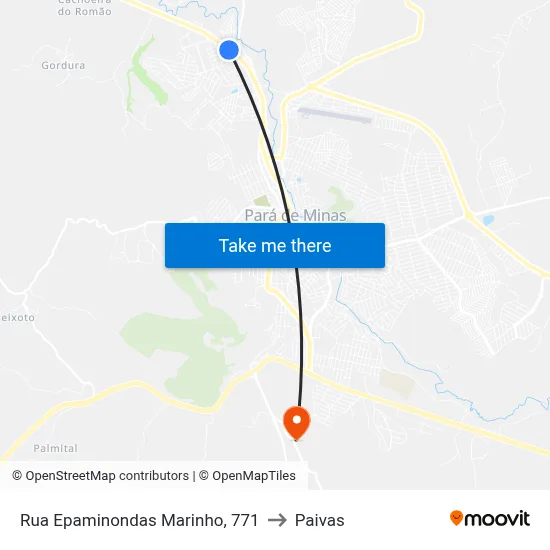 Rua Epaminondas Marinho, 771 to Paivas map