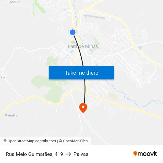 Rua Melo Guimarães, 419 to Paivas map