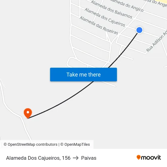 Alameda Dos Cajueiros, 156 to Paivas map