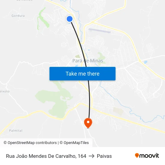 Rua João Mendes De Carvalho, 164 to Paivas map