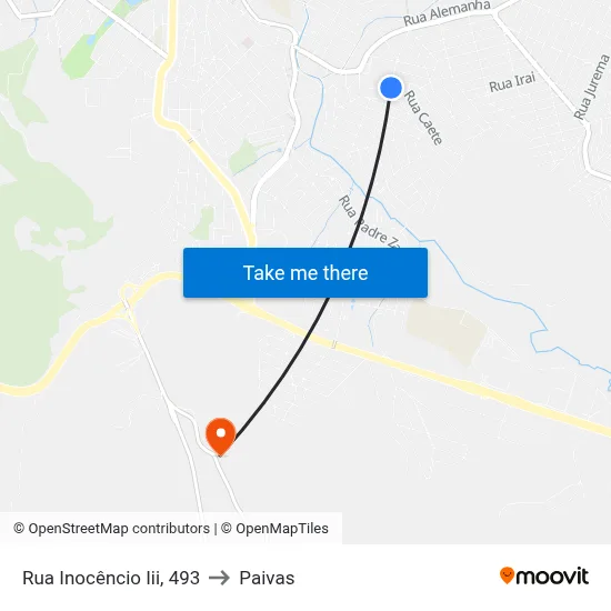 Rua Inocêncio Iii, 493 to Paivas map