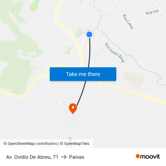 Av. Ovídio De Abreu, 71 to Paivas map