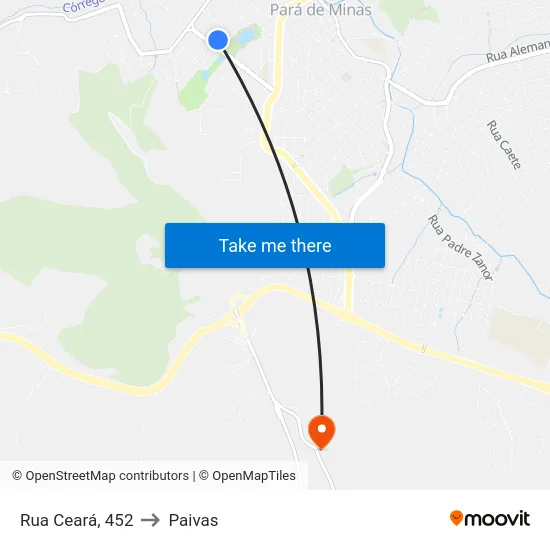 Rua Ceará, 452 to Paivas map