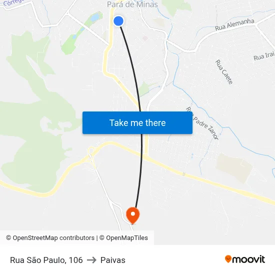 Rua São Paulo, 106 to Paivas map