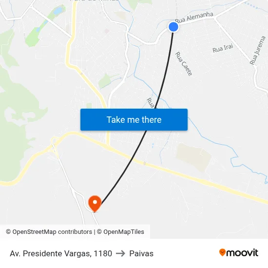 Av. Presidente Vargas, 1180 to Paivas map